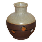 Vintage ball vase in glazed stoneware with colored polka dots