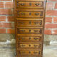 Antique louis xv style weekly chest wood 7 drawers & vintage metal handles