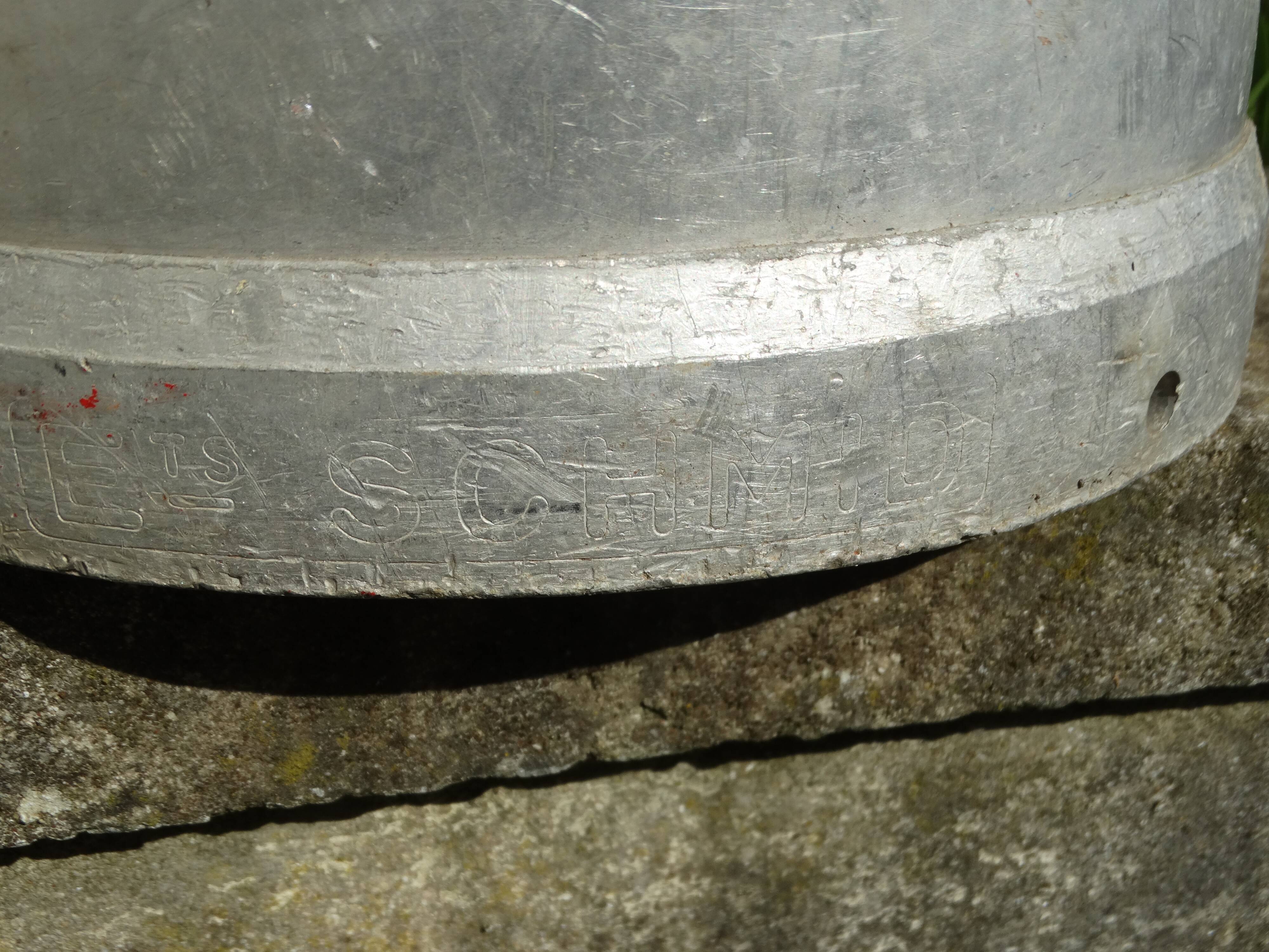 ALUMINUM milk can NESTLE marked schmid