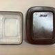 Butter dish with brown and beige ceramic lid