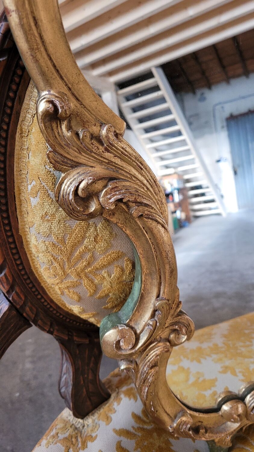Pair of mirrors style louis xv rocaille in gilded wood carved 1900