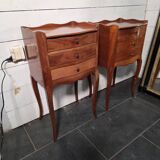 Pair of Louis XV style bedside tables in cherry wood.