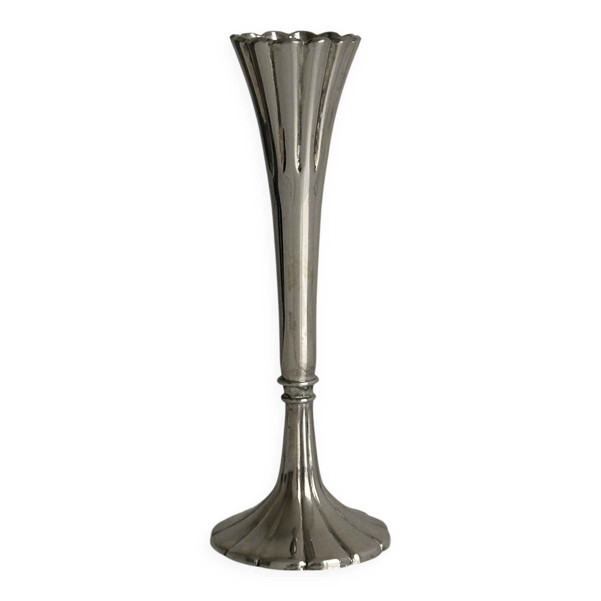 slender chrome metal candlestick