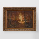 Signed French Oil on Canvas painting of a forest, Paris, 1926