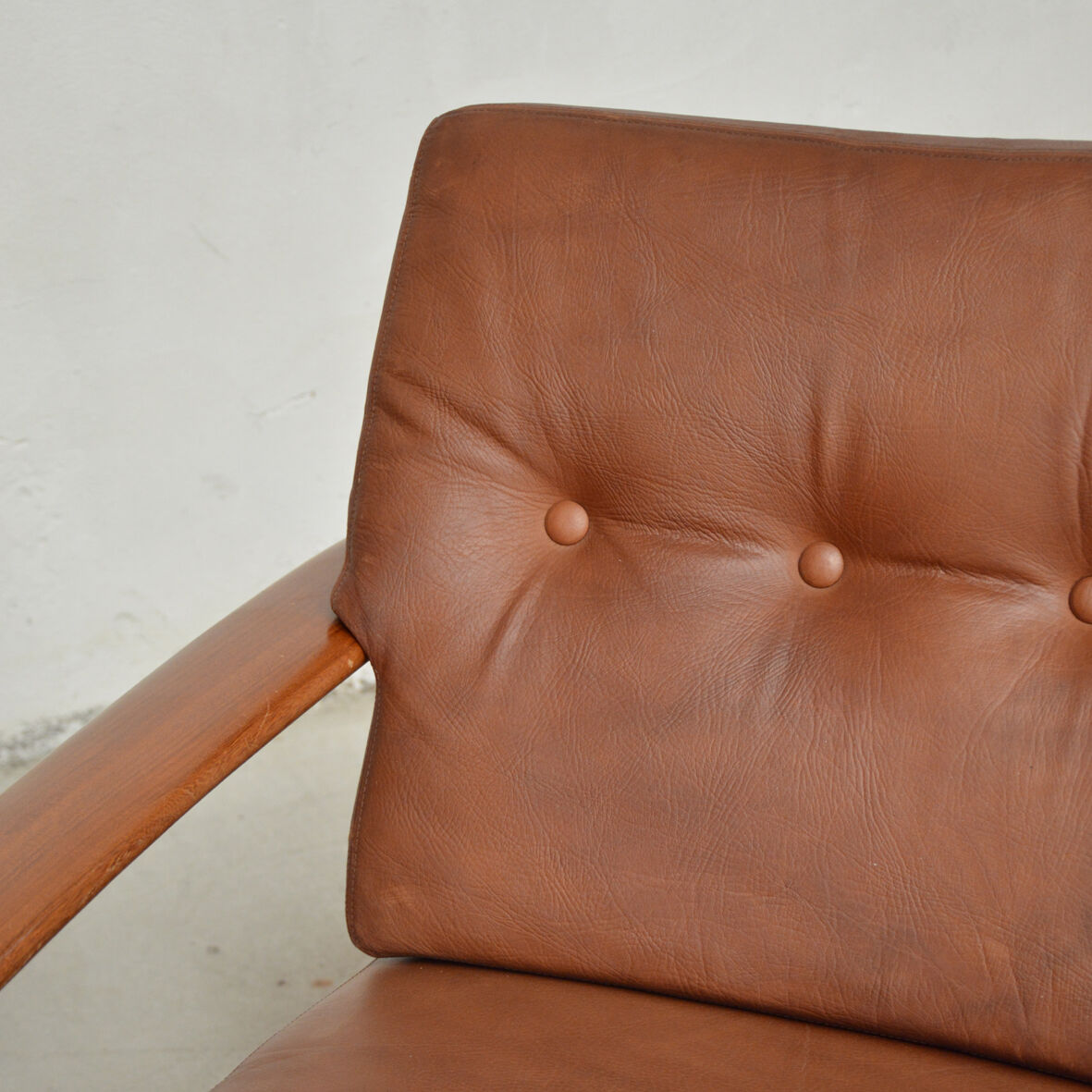 Pair of Danish armchairs in teak and leather, 1960
