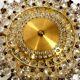 Mid Century Modern ceiling lamp made of glass stones and brass frame