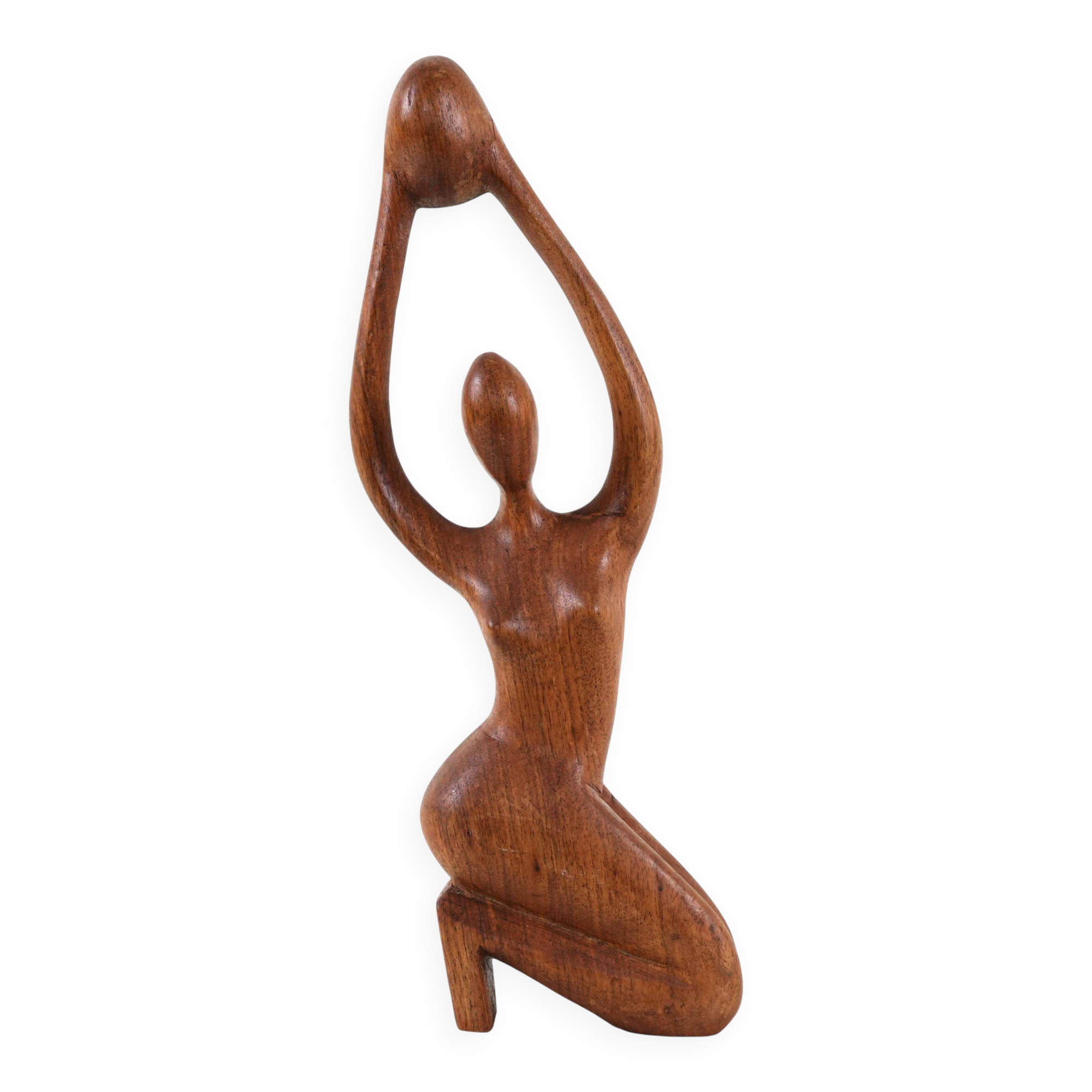 Sculpture en teck femme, design danois, années 1970, fabriquée au Danemark