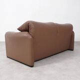 Cassina Maralunga 2 seater in mocca colored leather
