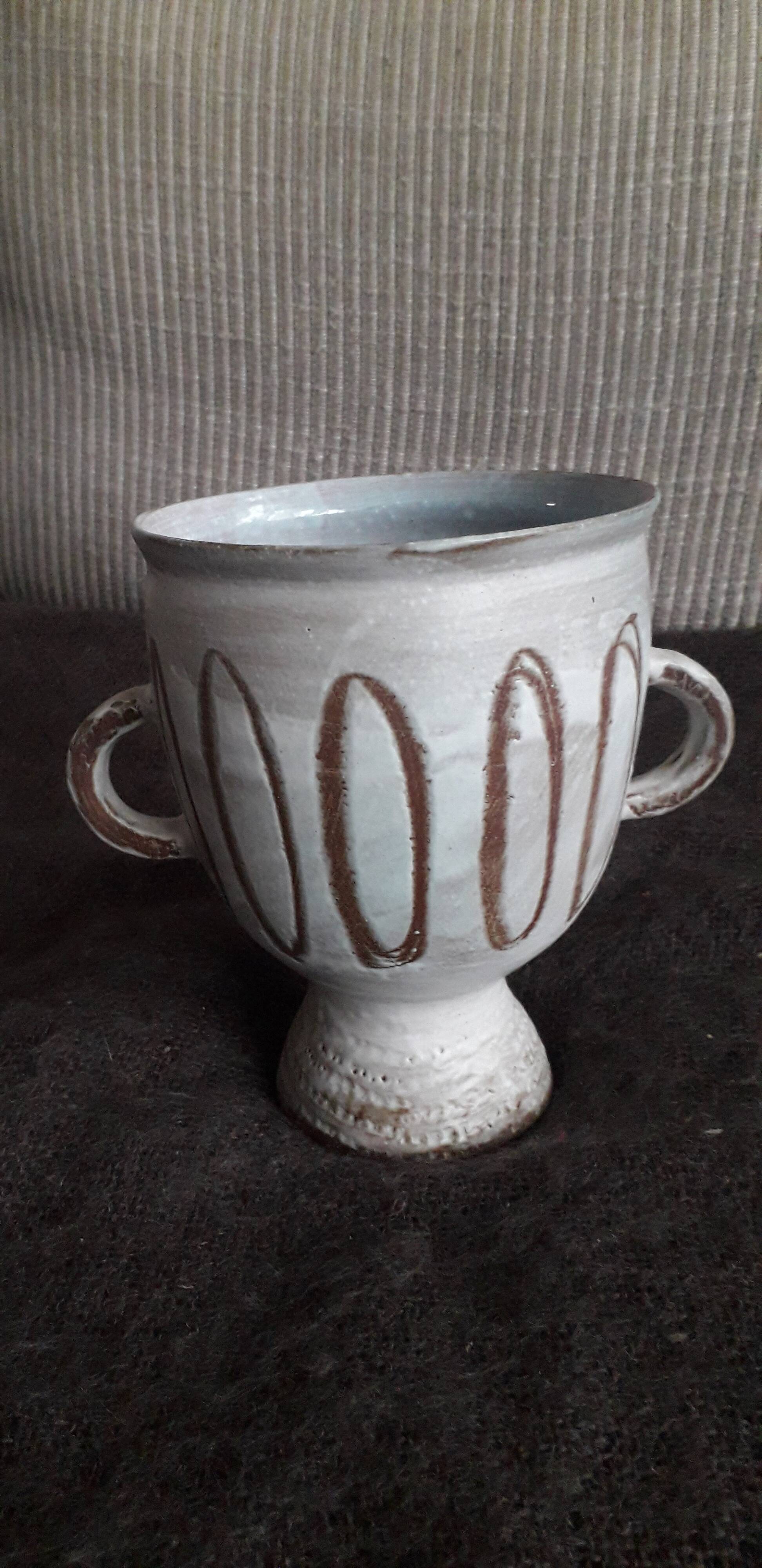 Vintage signed ceramic vase from Vallauris