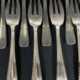 Suite de 12 fourchettes à dessert gâteaux en métal argenté design Vintage 1