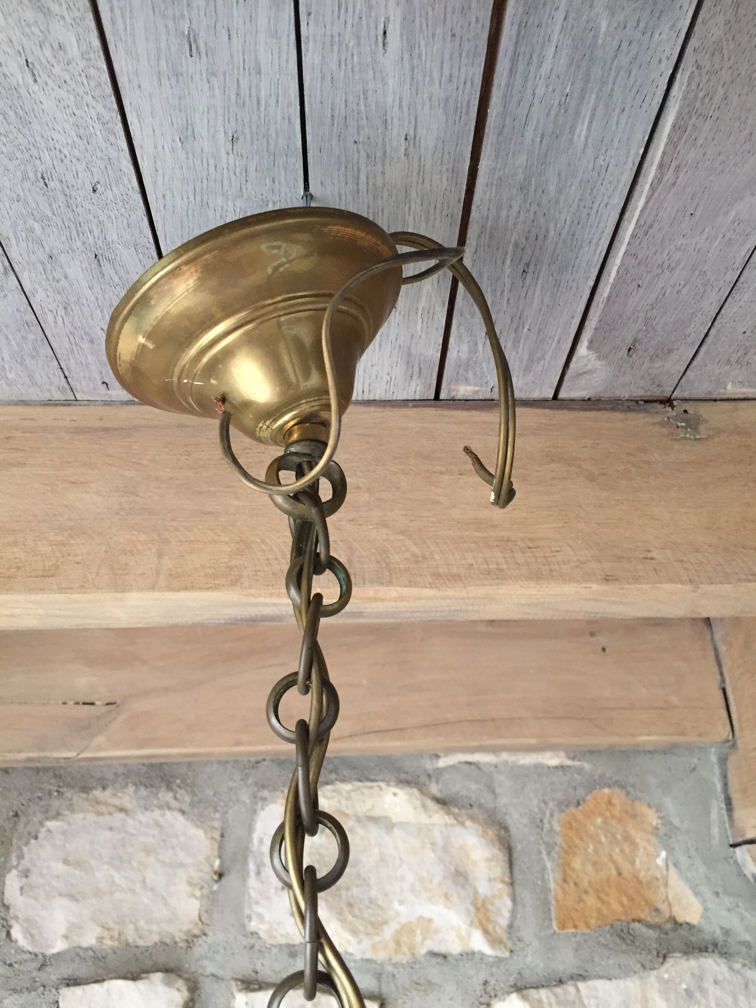 Vintage Dutch brass chandelier 5 branches