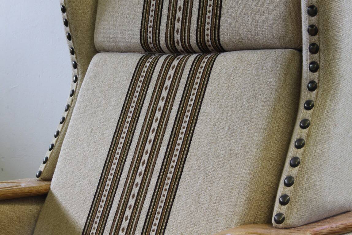 Vintage 1960s set of low & high back lounge chair oak, style of Henning Kjærnulf