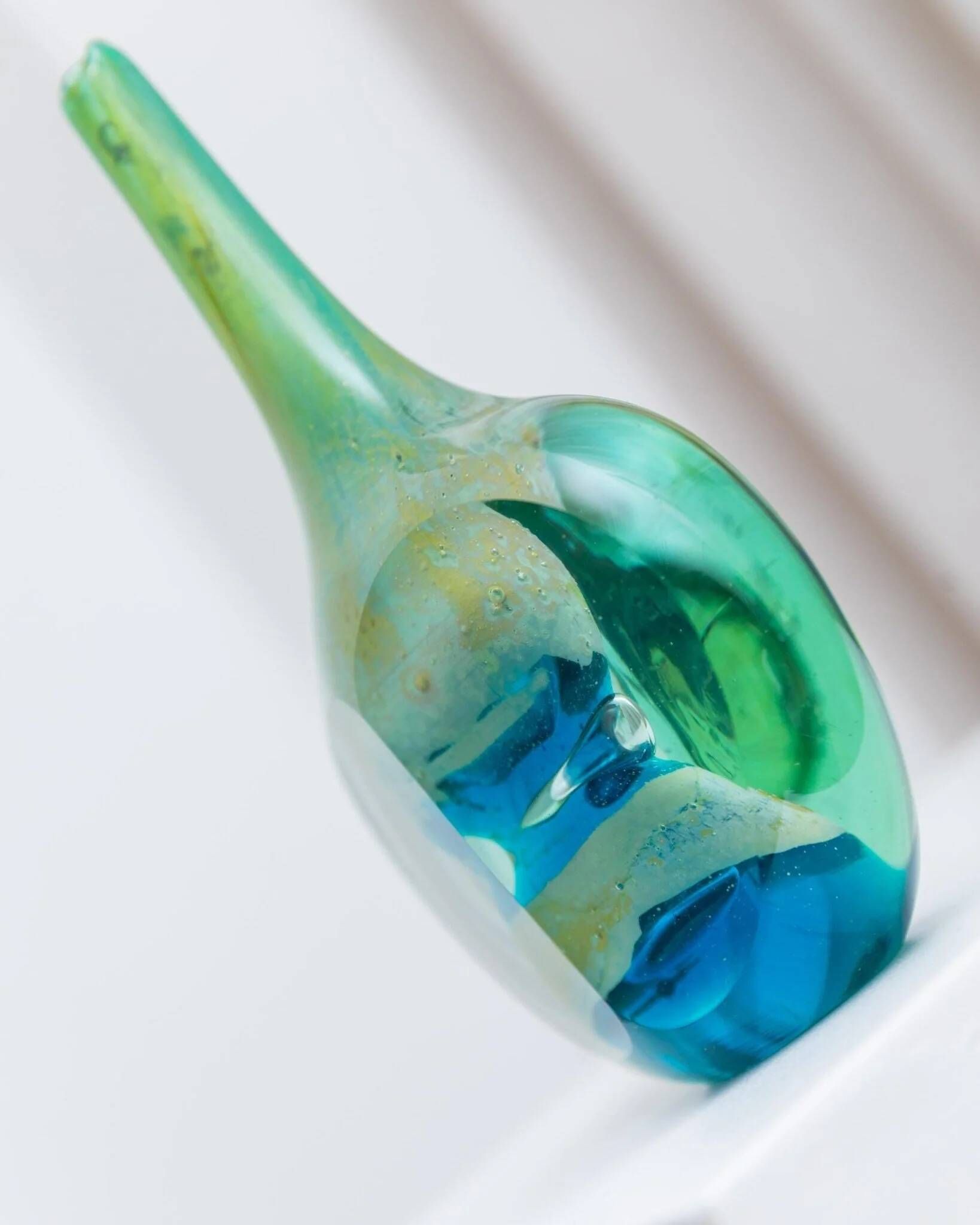 Vintage glass vase MDINA "Lollipop" - blue and green tones, by Michael Harris, 1970s