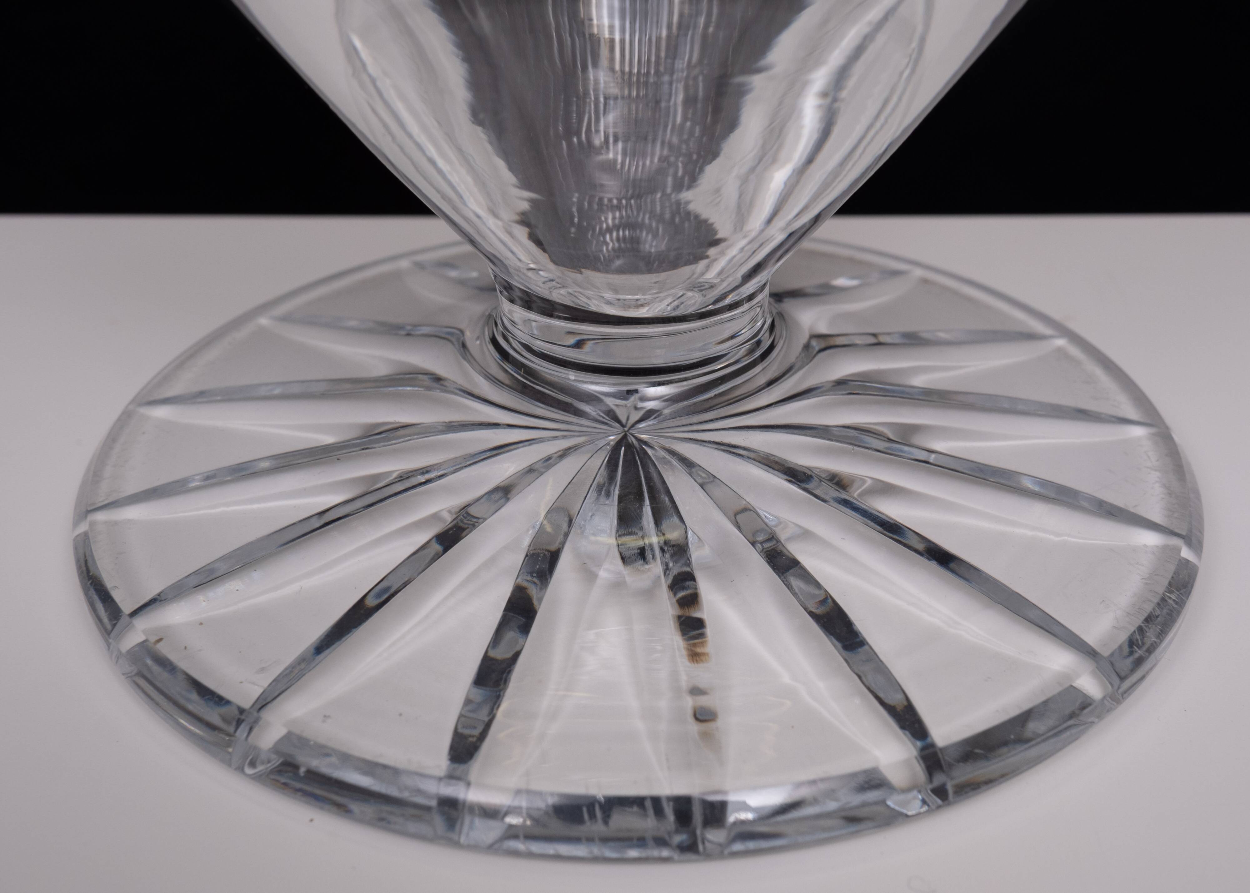 Large Cut Crystal Glass Vase 1960s Belgium