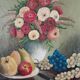 Still life flowers and fruits painting on canvas signed