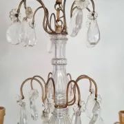 Antique Glass & Gilded Metal Chandelier 1900