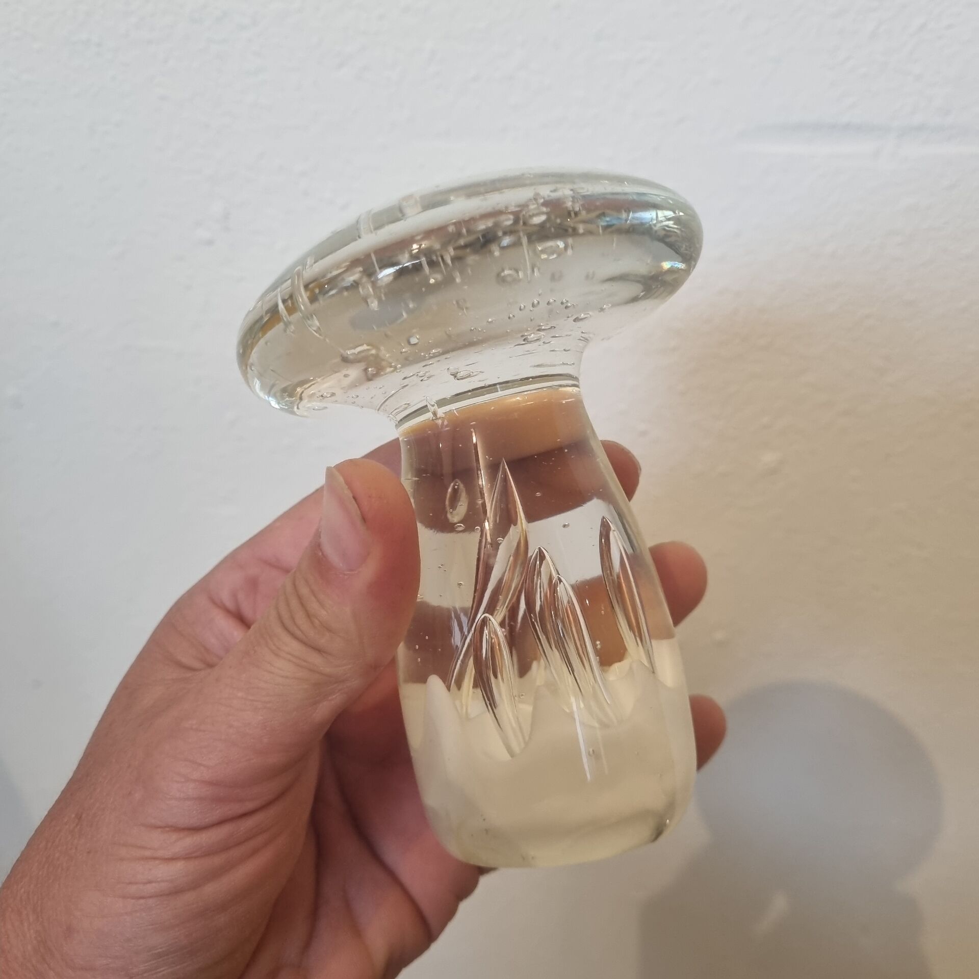 Mushroom paperweight blown glass