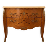 Louis XV commode inlaid with wood and marble