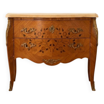 Louis XV commode inlaid with wood and marble