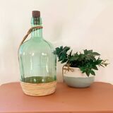 Bonbonne vintage en verre et raphia