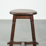 Antique Dutch oak stool from the early 19th century with a nice design