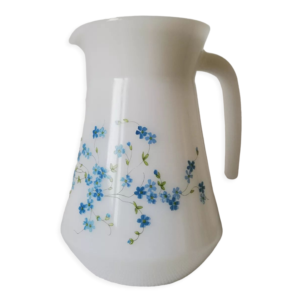 Pichet / Carafe Vintage Arcopal 2L – Décor Myosotis – Modèle Veronica – Bon état