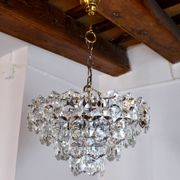 Kinkeldey golden chandelier, cut glass, 4 levels, Germany, 1970