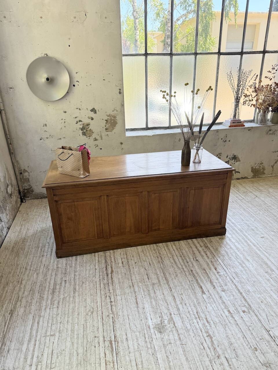 1950s oak office counter