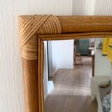 Rectangular rattan mirror