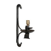 Brutalist iron mid-century french double arm wall light
