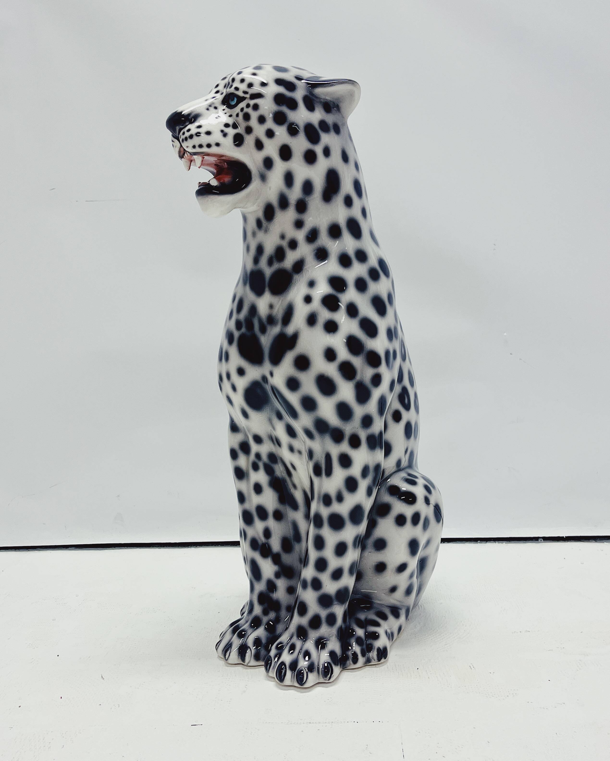 Ceramic Statue Leopard White