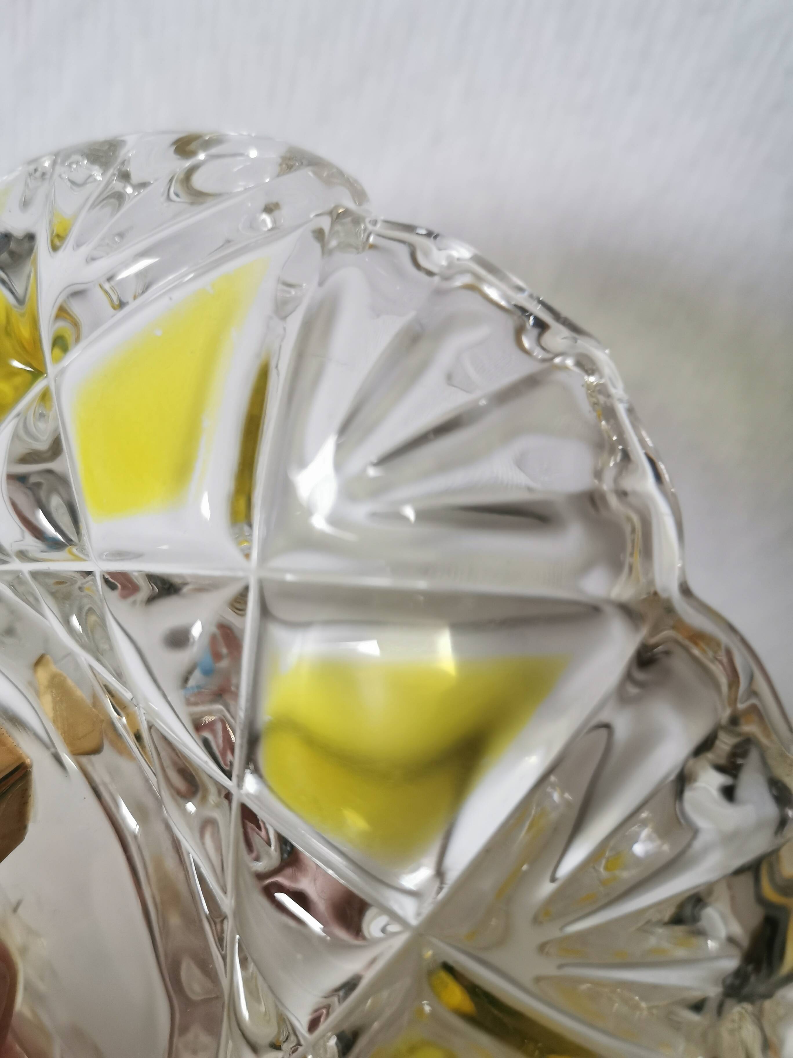 Candy dish, sugar bowl in transparent faceted glass