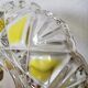 Candy dish, sugar bowl in transparent faceted glass