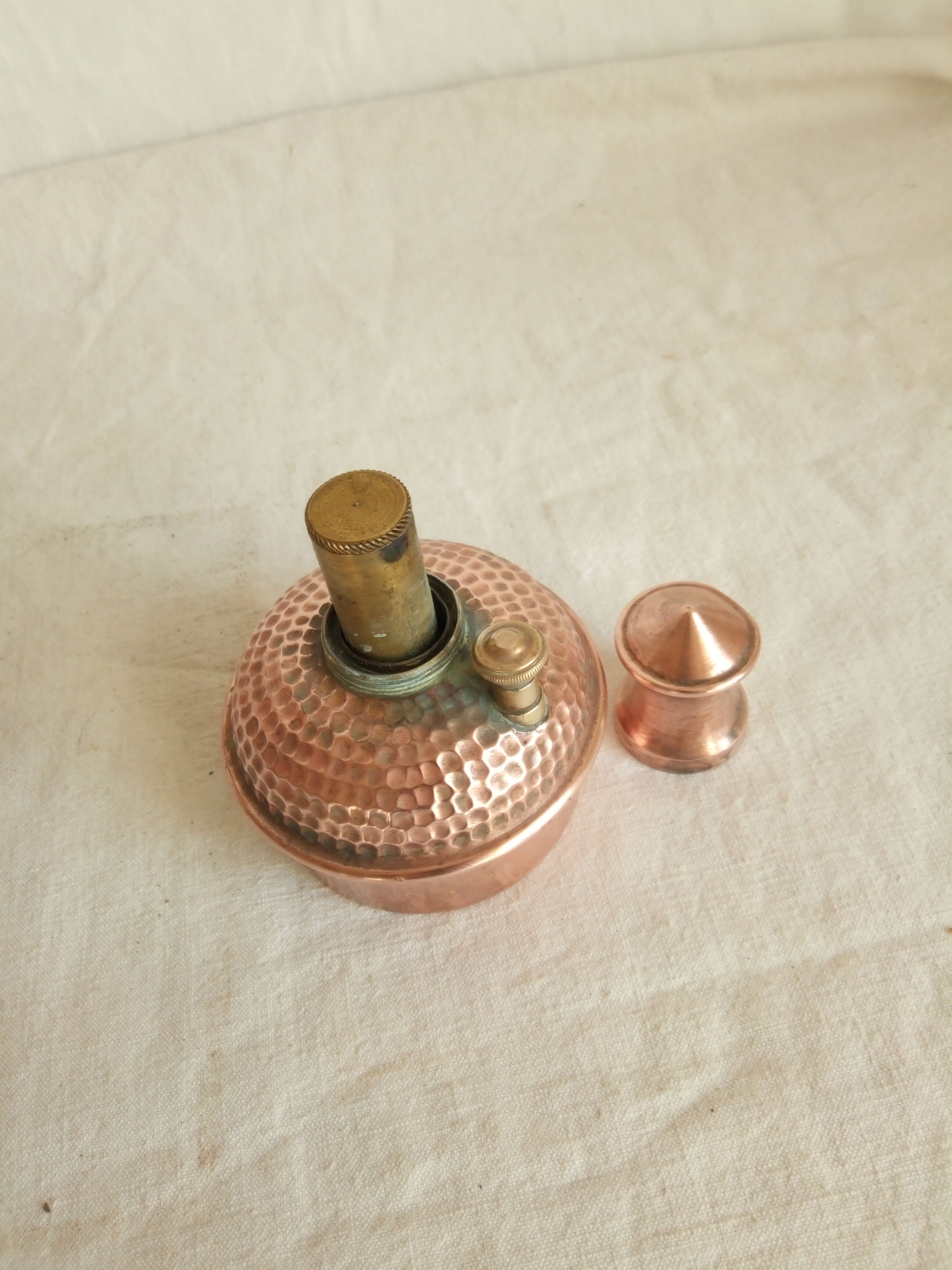 Ancient copper and brass travel teapot 20th