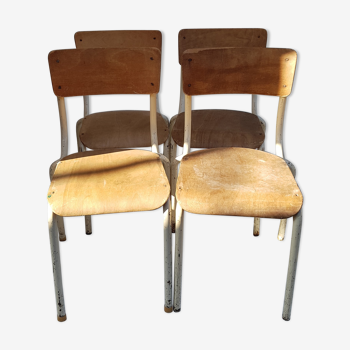 4 metal school chairs, 1960
