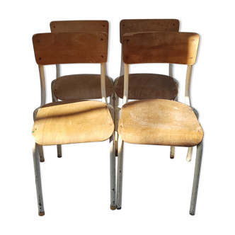 4 metal school chairs, 1960