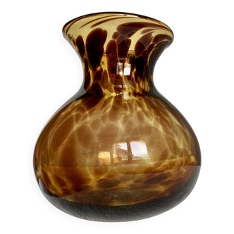 Vase verre soufflé "écaille de tortue" vintage 1960