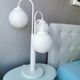 Lampe de table en métal blanc vintage avec 3 boules de lanterne, années 80