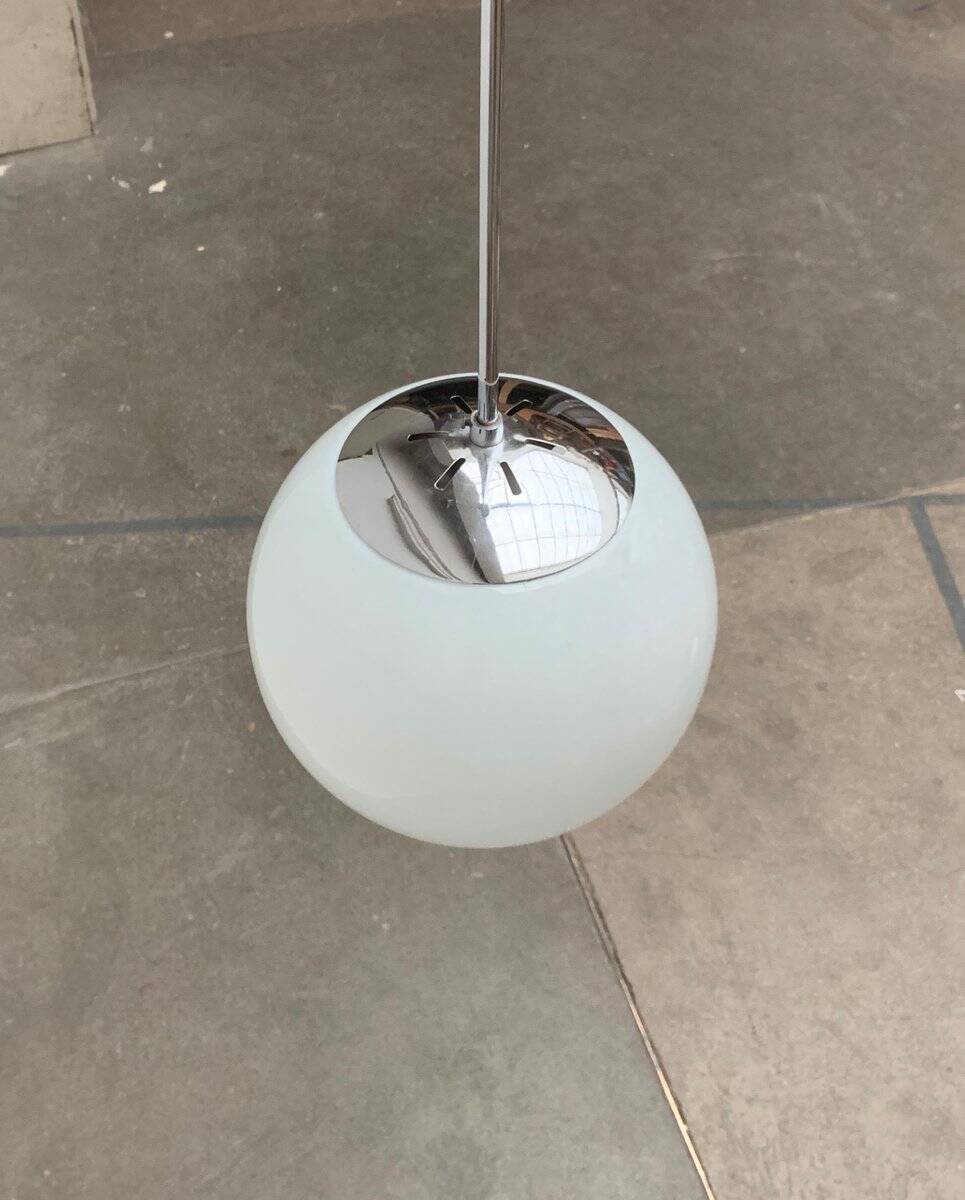 Mid-Century German Glass and Metal Ball Pendant