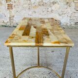 Table basse vintage en marbre et onyx circa 60/70