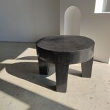 Quadripod coffee table in black monoxyl solid wood