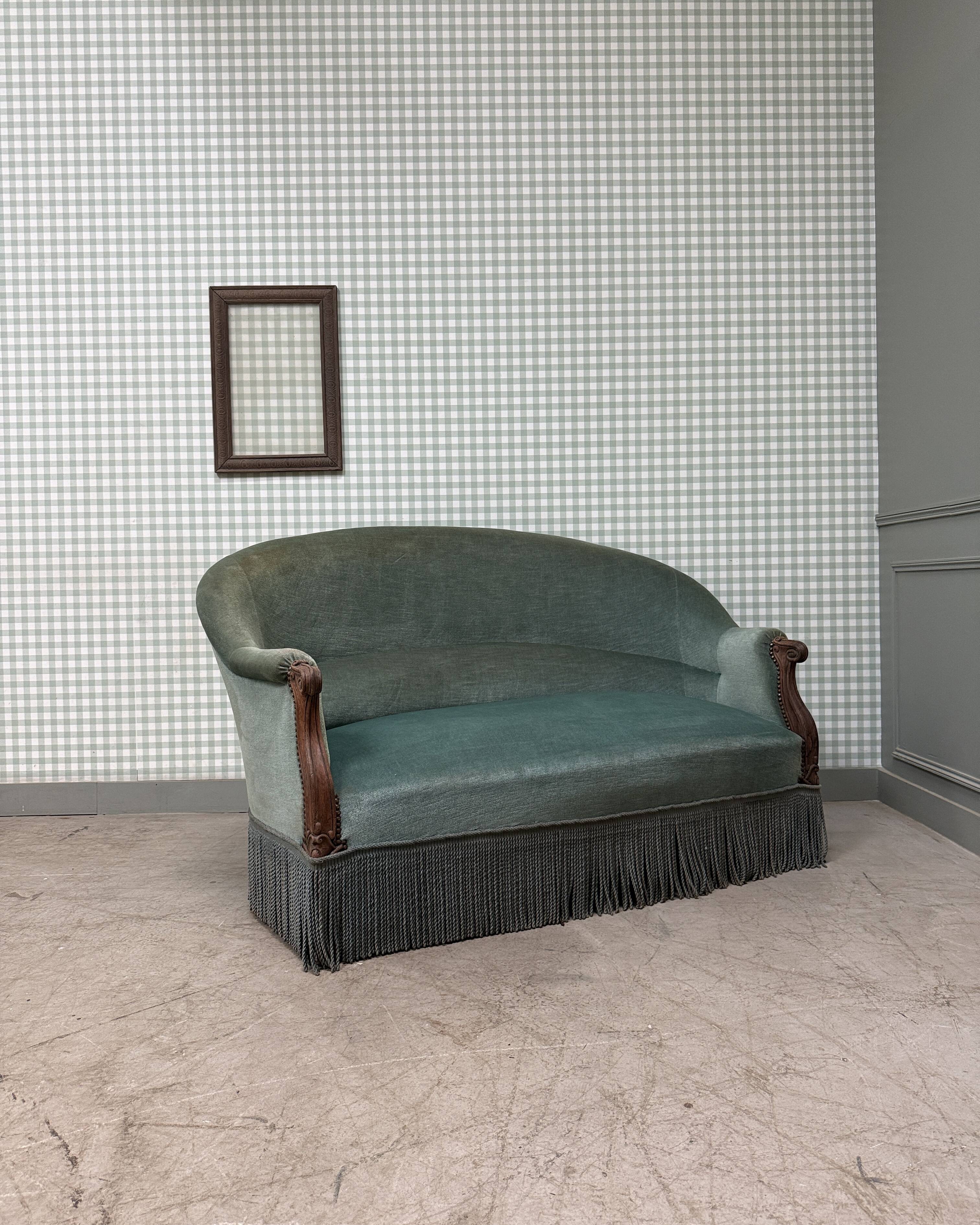 Green velvet toad sofa