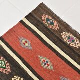 6x9 Red Cream Handmade Wool Vintage Rug, 178x274Cm