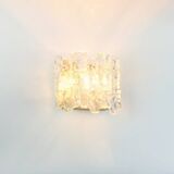 Pair Of Mid Century Ice Glass Wall Lamps From Kalmar Franken, Austria,1960s