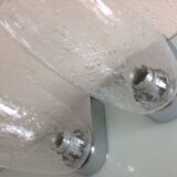 Pair of vintage 1970s-80s glass and chrome wall lights with teardrop shapes
