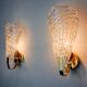 Pair of frosted leaf wall lights, Murano glass, Italy, 1970