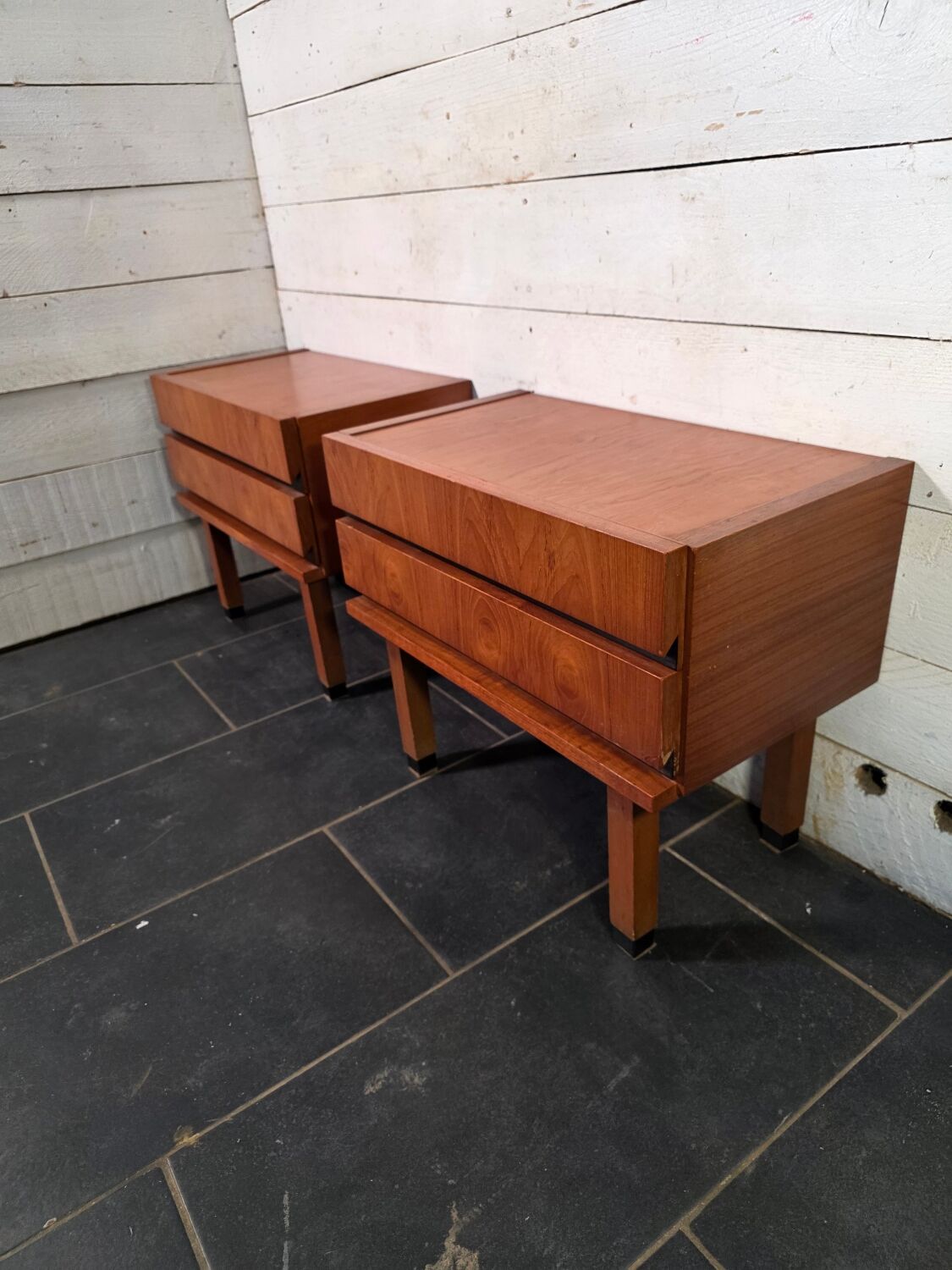 Pair of Scandinavian teak bedside tables from the 1960s.