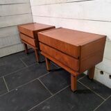 Pair of Scandinavian teak bedside tables from the 1960s.