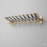 Coat rack, vintage 1950s-60s golden aluminium hats.