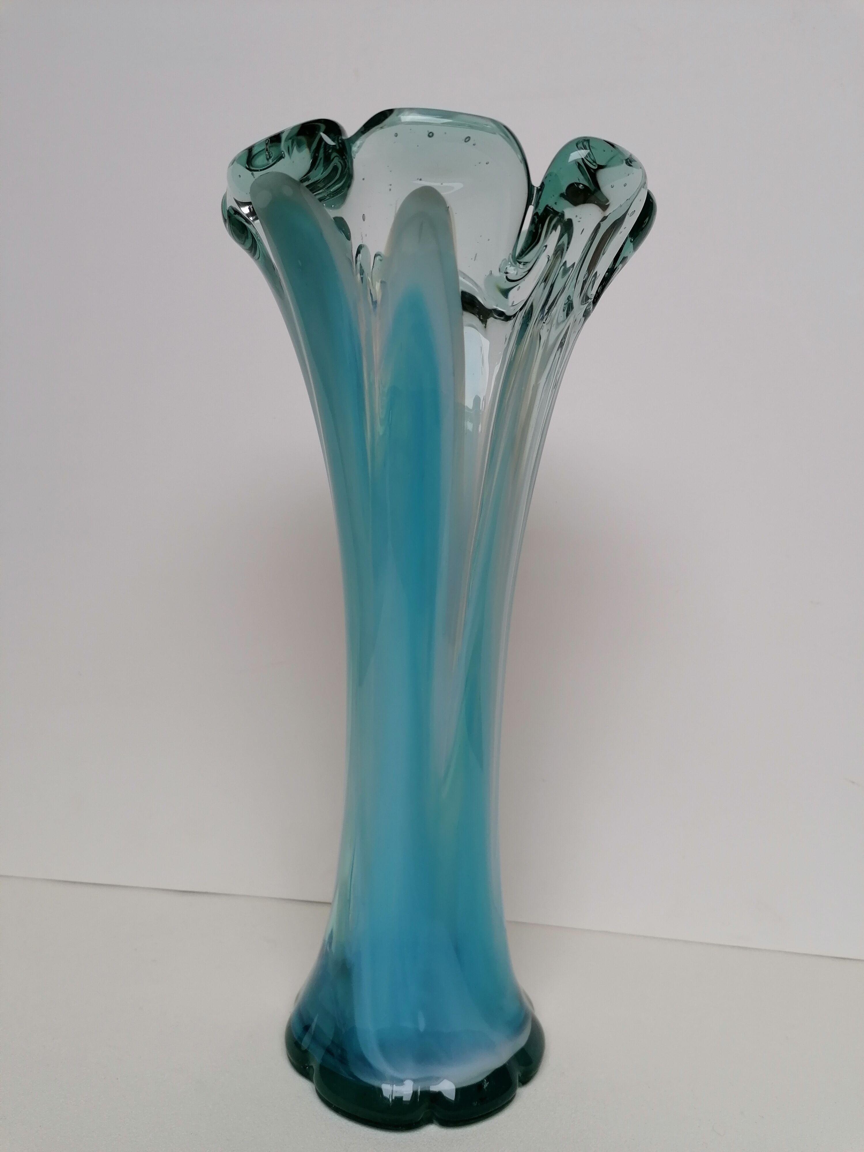 Murano blue glass paste vase